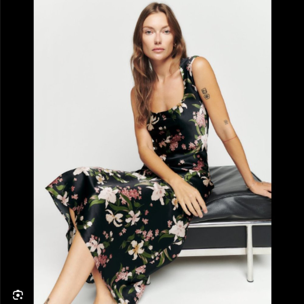 Reformation Hendrix Silk Sleeveless Midi Dress Magnifica